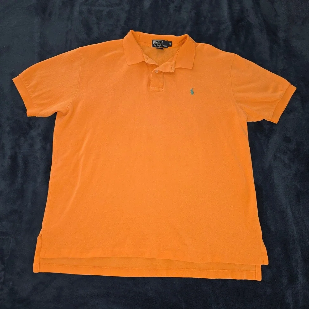 Polo Ralph Lauren Mens XL Peach Orange Cotton Pique Short Sleeve Polo‎ Shirt